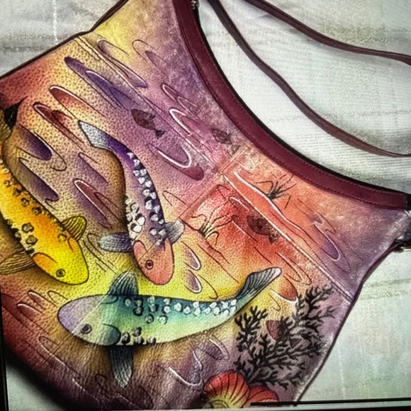 NEW  Anuschka koi fish pond authentic handbag - Picture 2 of 4